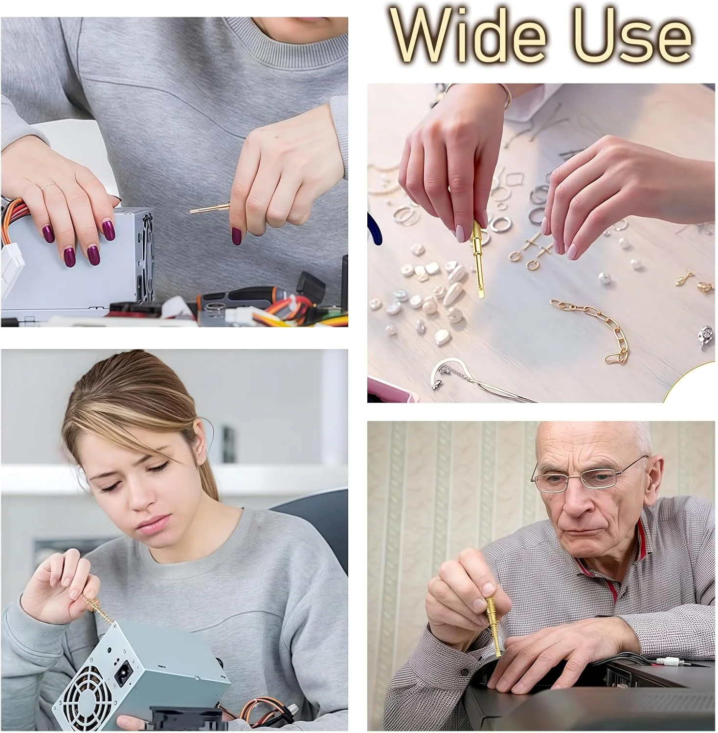 ست پیچ گوشتی دستبندی 3 عددی، پیچ گوشتی مینیاتوری فولاد تیتانیوم، ابزار تعمیر جواهرات، پیچ گوشتی دوسو برای ابزار تعمیر دستبند (طلایی + رزگلد + نقره ای)