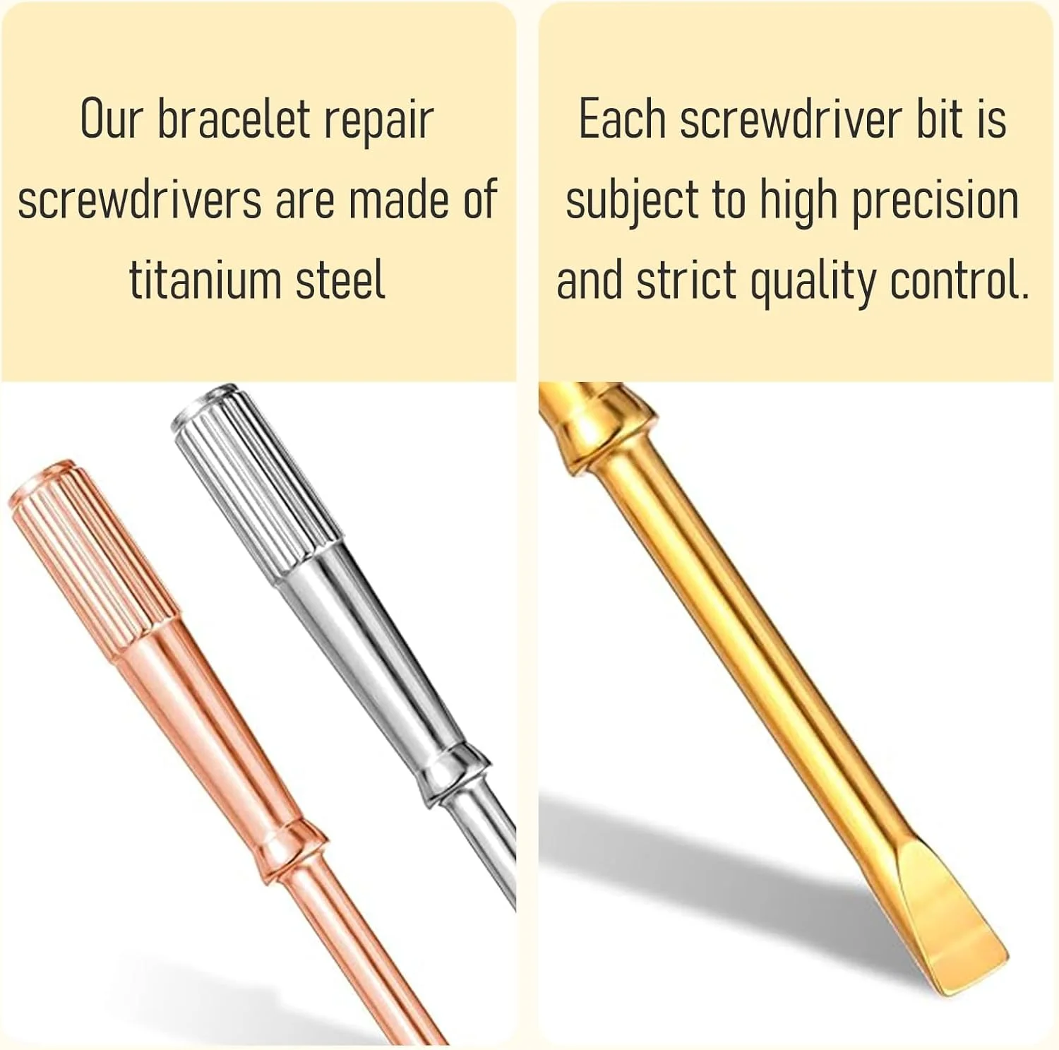 ست پیچ گوشتی دستبندی 3 عددی، پیچ گوشتی مینیاتوری فولاد تیتانیوم، ابزار تعمیر جواهرات، پیچ گوشتی دوسو برای ابزار تعمیر دستبند (طلایی + رزگلد + نقره ای)