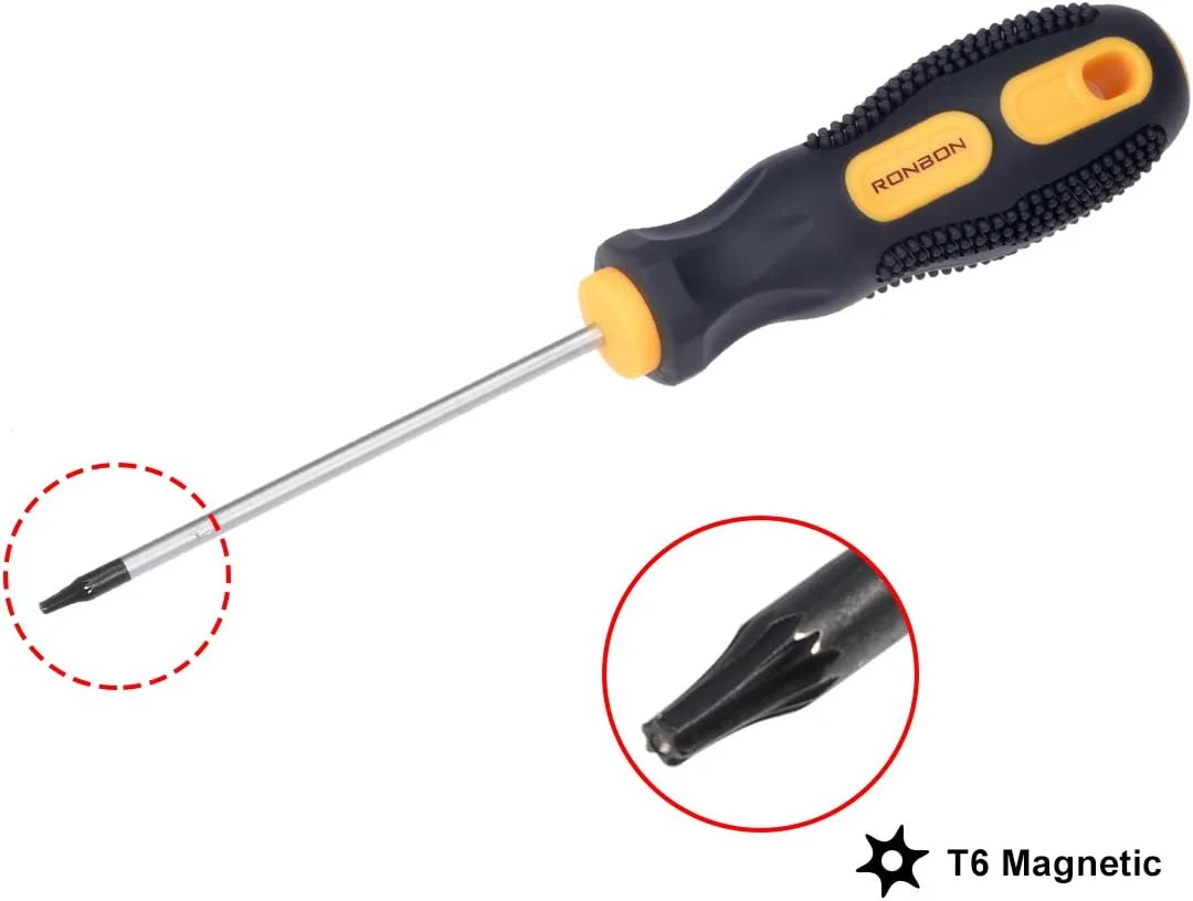 پیچ گوشتی ستاره ای T6 با نوک مغناطیسی، دسته زرد مشکی و میله 3 اینچی