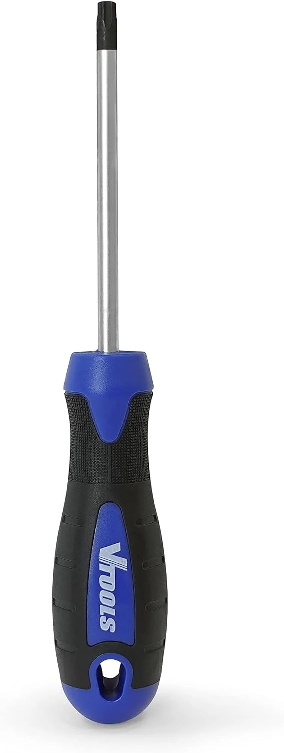 پیچ گوشتی ستاره ای VTOOLS T30 با نوک مشکی مغناطیسی و دسته ارگونومیک، پیچ گوشتی حرفه ای و چند منظوره، 30x100 میلی متر، ایده آل برای کار و استفاده در منزل، VT2203