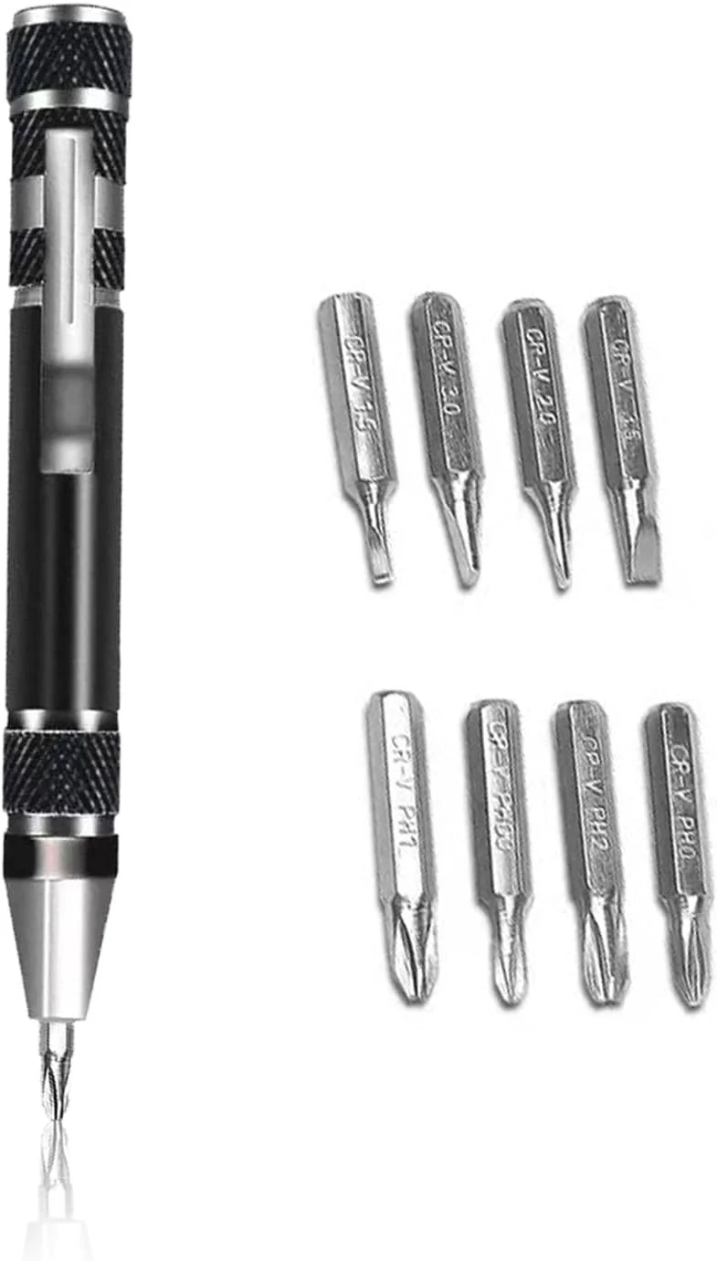 پیچ گوشتی 8 در 1، مجموعه پیچ گوشتی چند منظوره قابل حمل برای ابزار تعمیرات روزانه و فضای باز (مشکی)