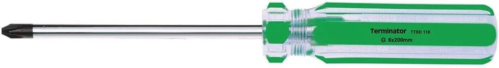 پیچ گوشتی چهارسو ترمیناتور مدل TTSD 118 با دسته پلاستیکی، سایز 6 میلی متر در 200 میلی متر پیچ گوشتی چهارسو ترمیناتور مدل TTSD 118 با دسته پلاستیکی، سایز 6 میلی متر در 200 میلی متر