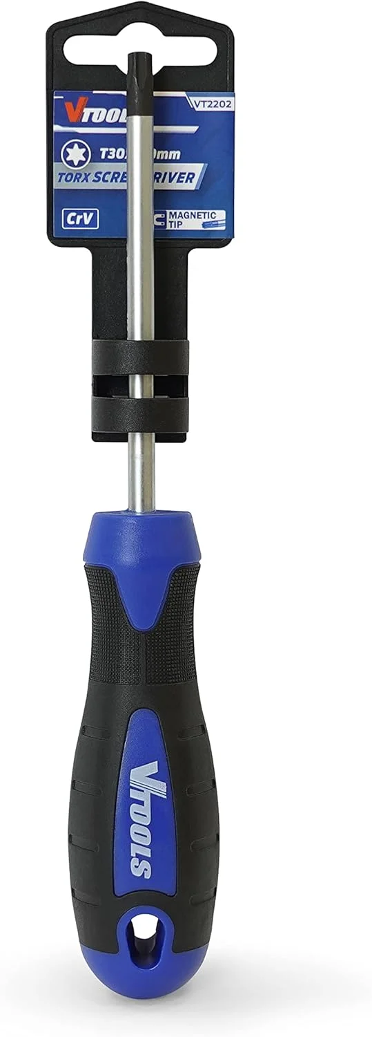 پیچ گوشتی ستاره ای VTOOLS T30 با نوک مشکی مغناطیسی و دسته ارگونومیک، پیچ گوشتی حرفه ای و چند منظوره، 30x100 میلی متر، ایده آل برای کار و استفاده در منزل، VT2203 پیچ گوشتی ستاره ای VTOOLS T30 با نوک مشکی مغناطیسی و دسته ارگونومیک، پیچ گوشتی حرفه ای و چند منظوره، 30x100 میلی متر، ایده آل برای کار و استفاده در منزل، VT2203