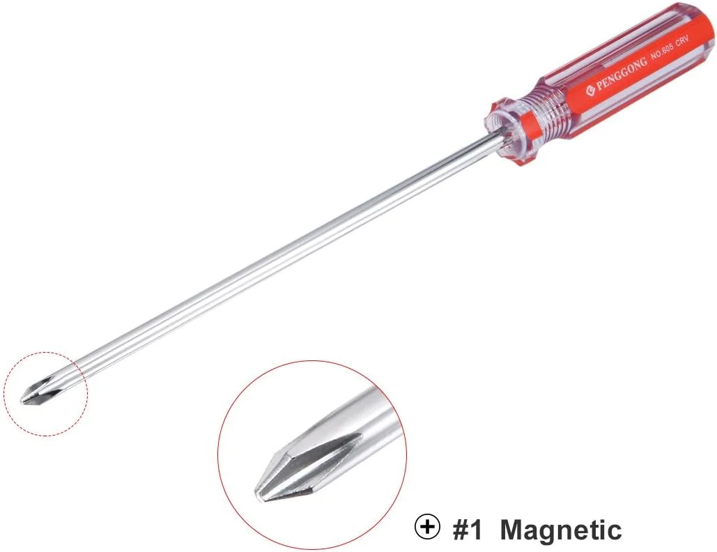 پیچ گوشتی آهنربایی شماره 1 فیلیپس با میله فولادی کروم وانادیوم 6 اینچی برای تعمیرات، بهبود خانه و صنایع دستی