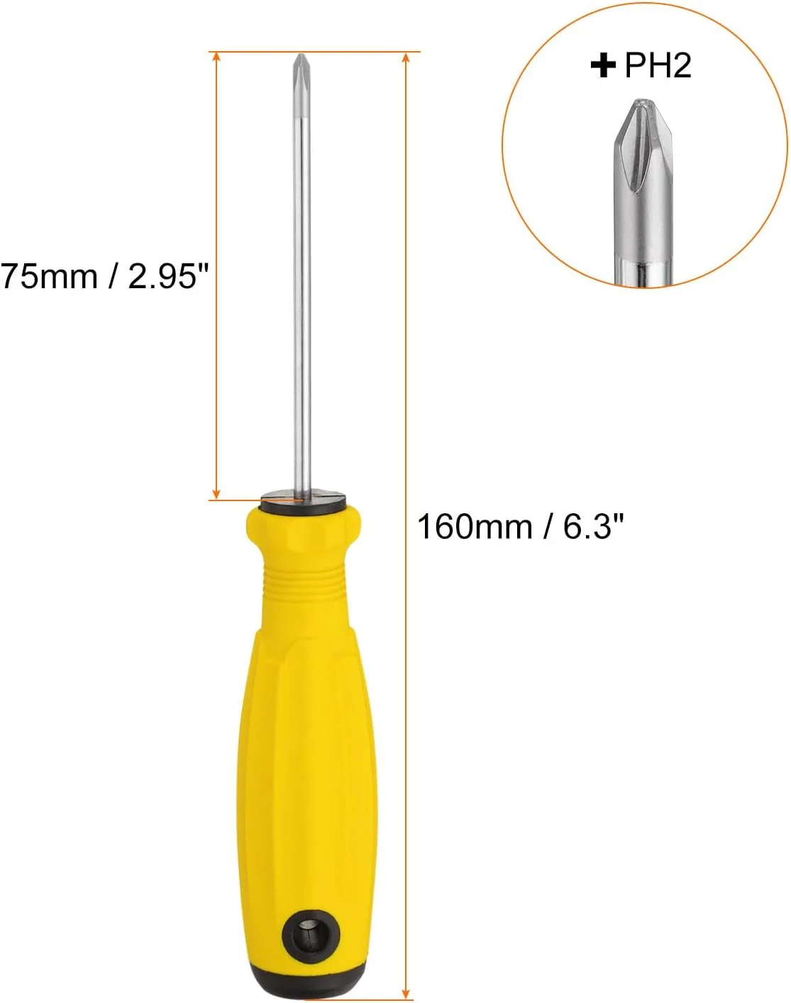 دو عدد پیچ گوشتی چهارسو PH2، سایز 2، طول 6.3 اینچ، پیچ گوشتی مغناطیسی 3 اینچ با دسته ارگونومیک برای تعمیرات DIY، زرد دو عدد پیچ گوشتی چهارسو PH2، سایز 2، طول 6.3 اینچ، پیچ گوشتی مغناطیسی 3 اینچ با دسته ارگونومیک برای تعمیرات DIY، زرد