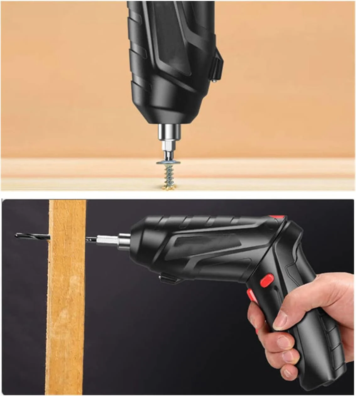 ست پیچ گوشتی برقی SKY-TOUCH، 47 در 1 با دسته قابل چرخش و شارژ USB، دریل 3.6 ولت با چراغ LED داخلی، 1800 میلی آمپر ساعت، مشکی