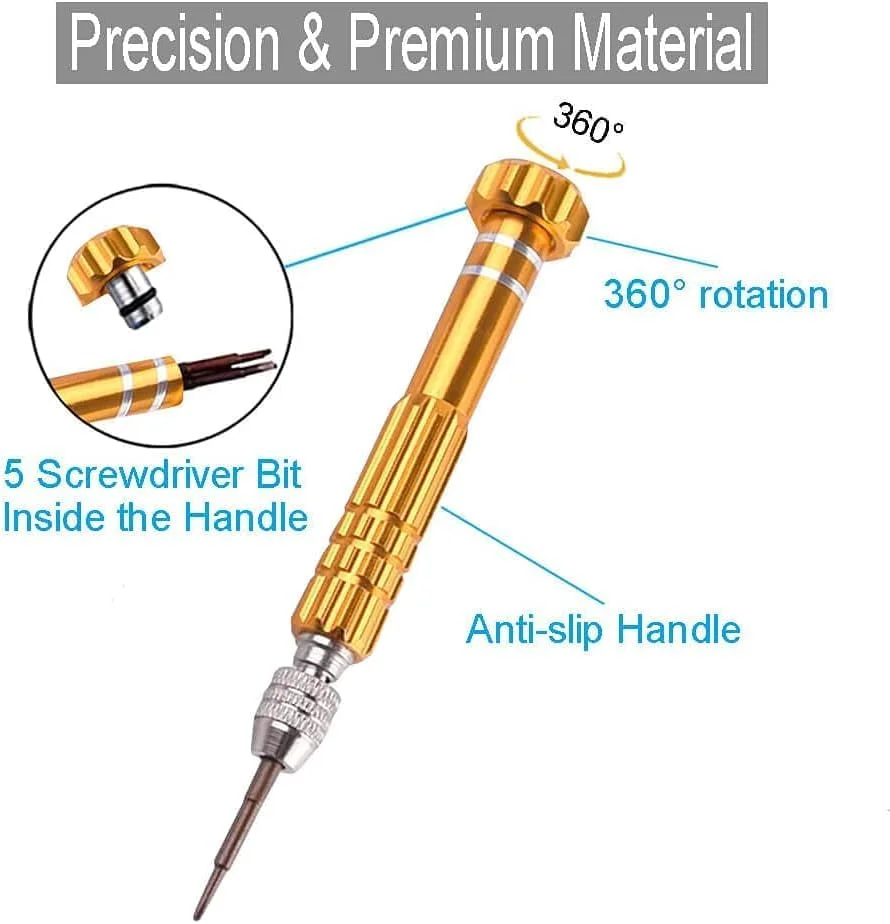 پیچ گوشتی برای تعمیر عینک، ست پیچ گوشتی دقیق 5 در 1 چند منظوره برای عینک آفتابی، ساعت، لپ تاپ، لوازم الکترونیکی، تلفن همراه و جواهرات - سری های مغناطیسی