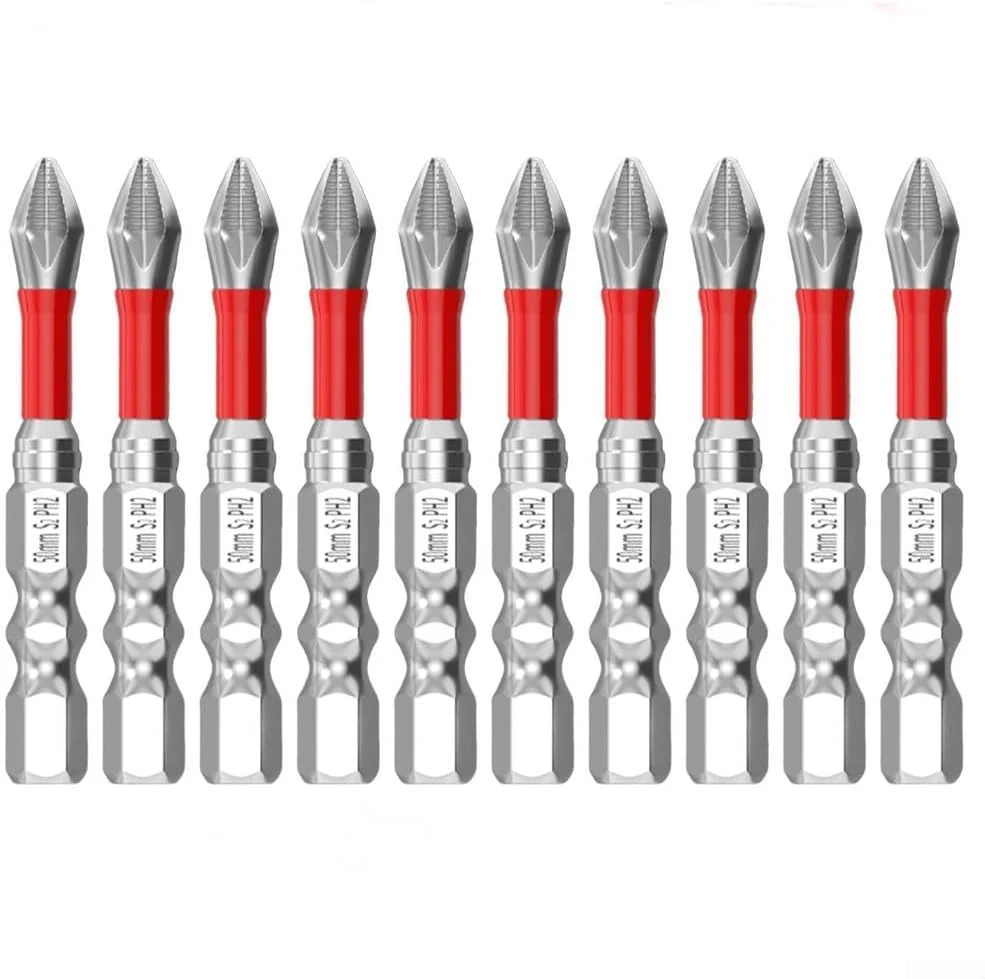 مجموعه پیچ گوشتی 10 عددی با سری های ضد لغزش، پیچ گوشتی چهارسو PH2، مجموعه پیچ گوشتی بادی شش ضلعی، مجموعه کیت پیچ گوشتی 50 میلی متری، مغناطیسی Juego De Destornilladores