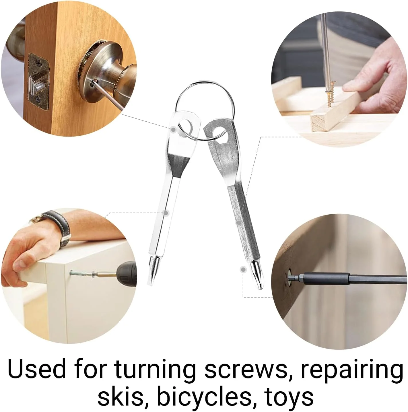 پیچ گوشتی جاکلیدی - ابزار EDC دو سر فولاد هوافضا با حلقه ضد گم شدن، 3.5 میلی متر فوق العاده باریک برای استفاده روزانه/فضای باز (مشکی/نقره ای)