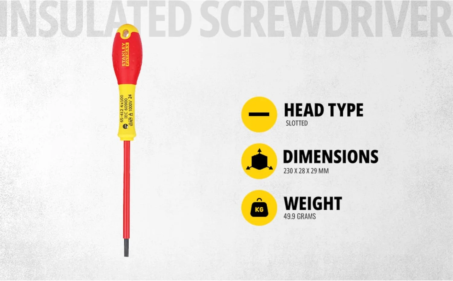 پیچ گوشتی عایق دار دو سو استنلی Fat Max 4X100 میلی متر - قرمز و زرد