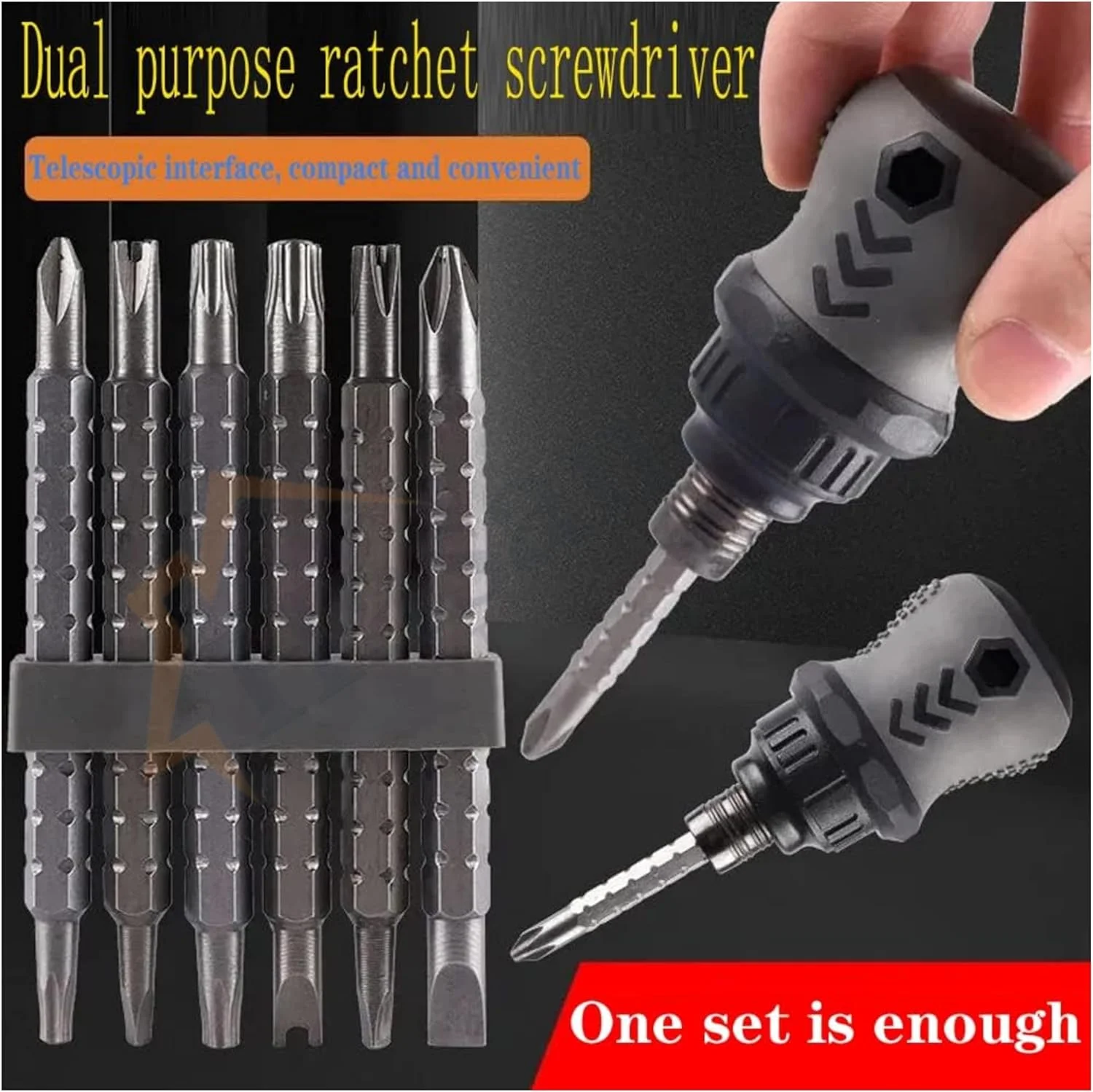 پیچ گوشتی جغجغه ای 13 در 1 حسنات اسنشیالز - مینی تلسکوپی، چند سری و مهره گیر برای تعمیرات جمع و جور و صرفه جویی در کار