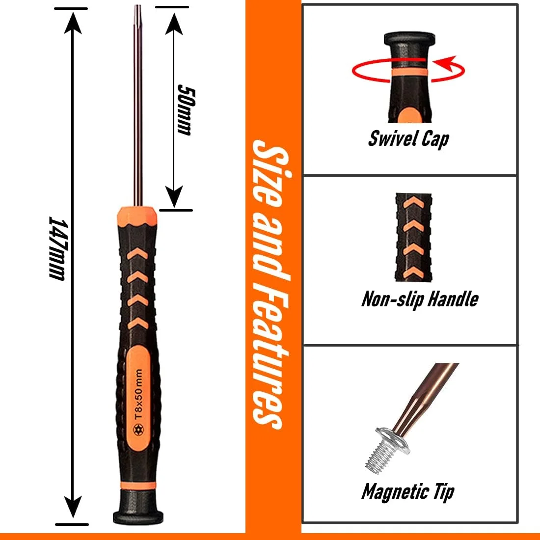 پیچ گوشتی ستاره‌ای T8 TECKMAN، پیچ گوشتی امنیتی ستاره‌ای TR8 برای تعمیر مک بوک، هارد دیسک، PS3، PS4، ایکس باکس وان و کنترلرهای ایکس باکس 360