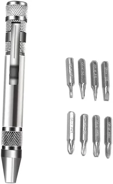 ست پیچ گوشتی 8 در 1 چند منظوره - ابزار تعمیر آلیاژ آلومینیوم دقیق، قابل حمل و مناسب برای نیازهای تعمیر شما، نقره ای