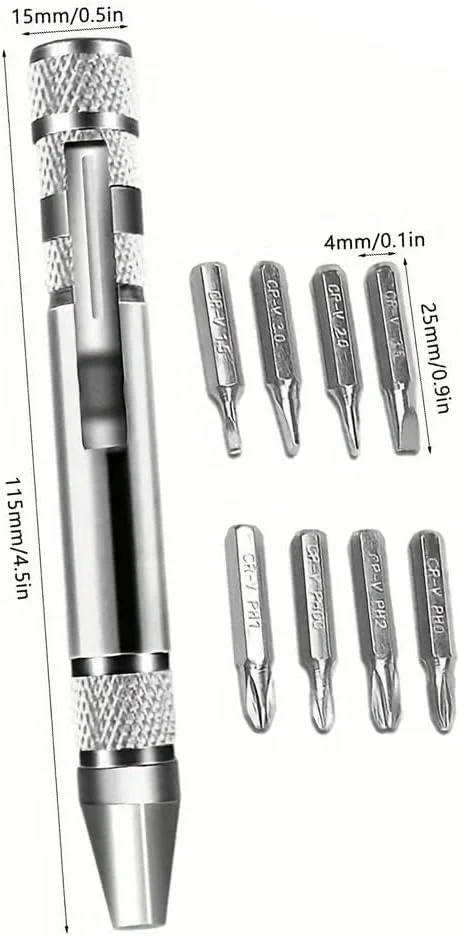 ست پیچ گوشتی 8 در 1 چند منظوره - ابزار تعمیر آلیاژ آلومینیوم دقیق، قابل حمل و مناسب برای نیازهای تعمیر شما، نقره ای ست پیچ گوشتی 8 در 1 چند منظوره - ابزار تعمیر آلیاژ آلومینیوم دقیق، قابل حمل و مناسب برای نیازهای تعمیر شما، نقره ای