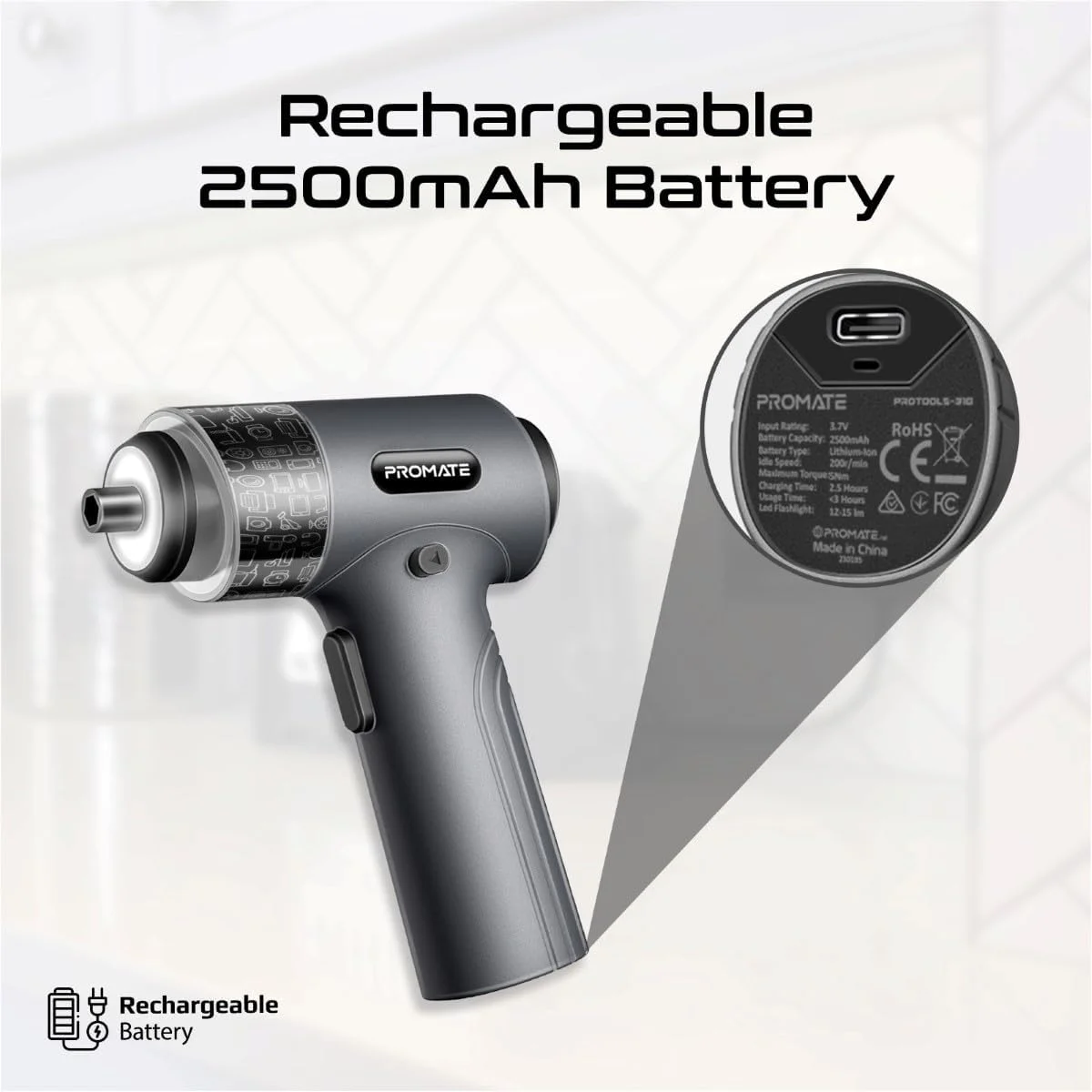 ست پیچ گوشتی برقی پرومیت مدل ProTools-31G، 36 در 1، پیچ گوشتی شارژی بی سیم، 32 سری فولادی S2، سرعت 200 دور در دقیقه، گشتاور قوی 5 نیوتن متر، چراغ LED و جعبه نگهداری برای لوازم الکترونیکی