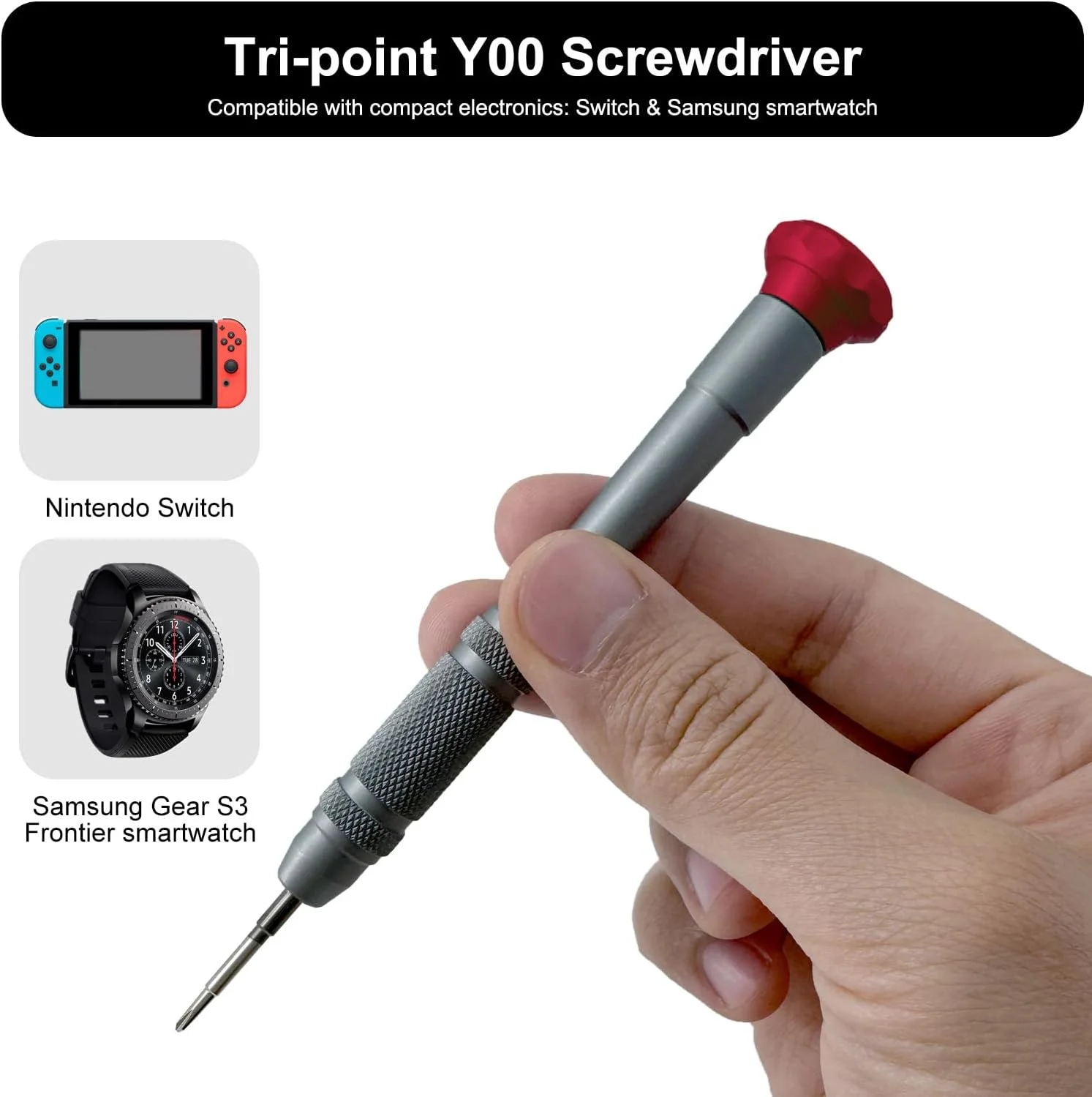 پیچ گوشتی سه پر Y00 1.5 میلی‌متری، سازگار با نینتندو سوییچ و ساعت هوشمند سامسونگ، پیچ گوشتی سه پر Y1.5، فولاد S2، نوک Y مغناطیسی، سر گردان