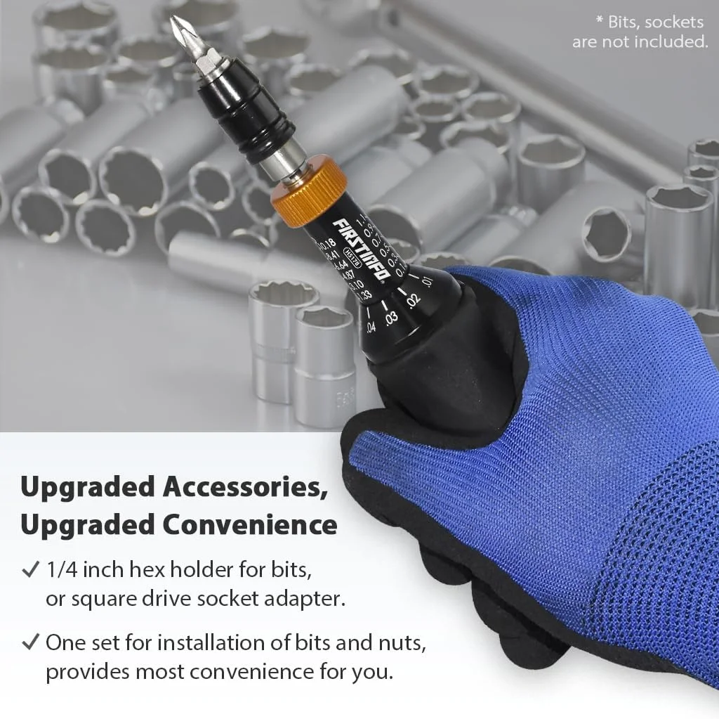 FIRSTINFO H5178 | 1/4" | 0.1-1.2 نیوتن متر، 1.33-10.18 اینچ-پوند | پیچ گوشتی گشتاور قابل تنظیم | با نگهدارنده نوک با رهاسازی سریع
