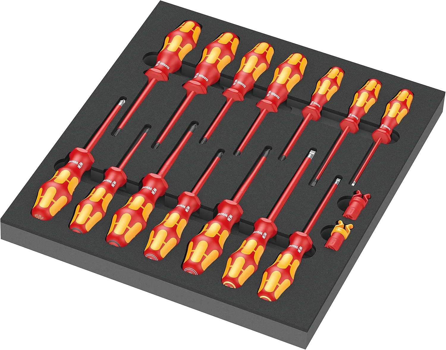 ورا 05150102001 9711 درج فوم ست پیچ گوشتی VDE 1، 16 تکه، قرمز-زرد