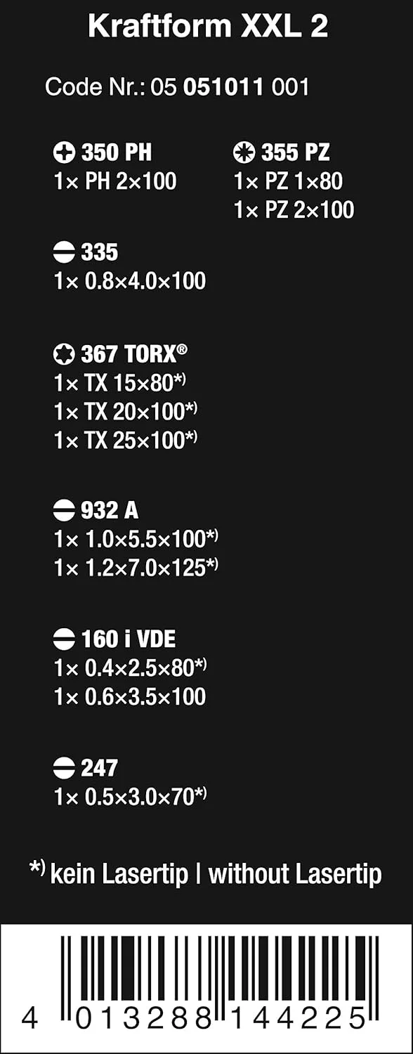 مجموعه پیچ گوشتی 12 عددی ورا Kraftform XXL TX، چند رنگ، 1 عدد