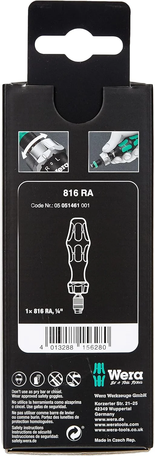 پیچ گوشتی جغجغه ای بیت خور Wera Kraftform 816 Ra، سری 1/4 اینچ پیچ گوشتی جغجغه ای بیت خور Wera Kraftform 816 Ra، سری 1/4 اینچ