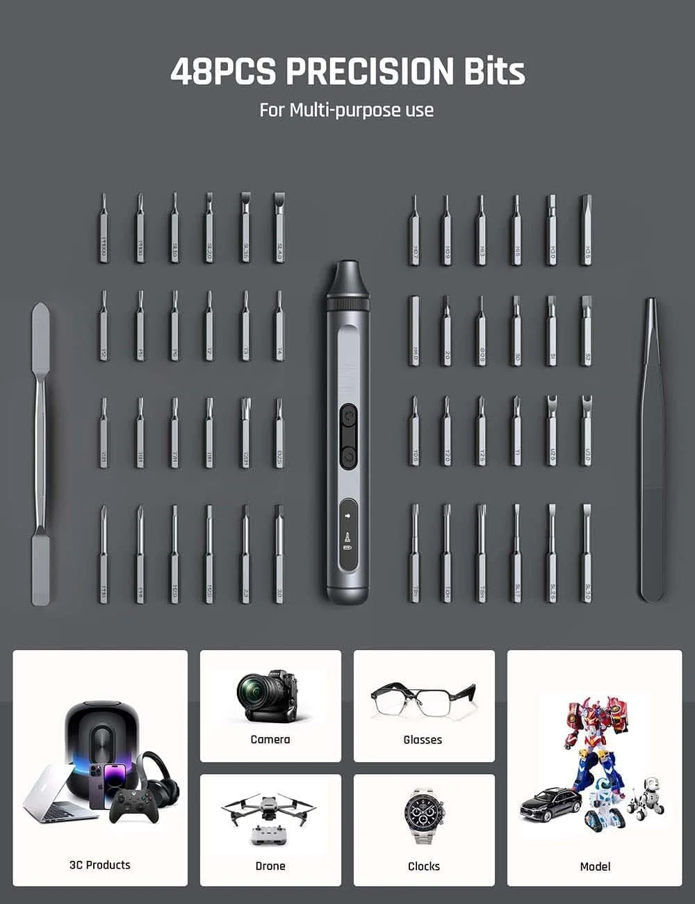 پیچ گوشتی برقی کوچک آزونی، کیت پیچ گوشتی برقی 50 در 1 با 48 سری مغناطیسی، ابزار تعمیر بی سیم پیچ گوشتی دقیق به همراه موچین و اهرم پیچ گوشتی برقی کوچک آزونی، کیت پیچ گوشتی برقی 50 در 1 با 48 سری مغناطیسی، ابزار تعمیر بی سیم پیچ گوشتی دقیق به همراه موچین و اهرم