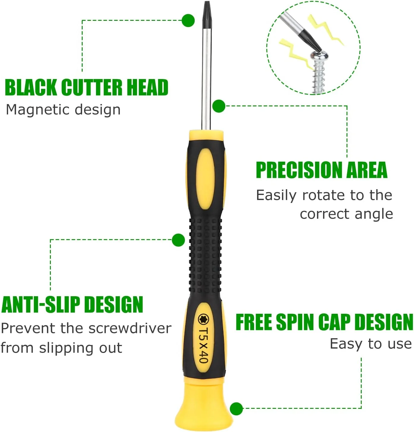 پیچ گوشتی T5 Mellbree Torx برای تعمیر PS5، پیچ گوشتی دقیق T5 با نوک مغناطیسی برای PS5، PS4، PS3، Xbox One، Xbox 360 و تعمیرات بیشتر تجهیزات بازی