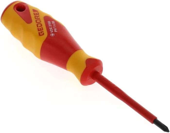 پیچ گوشتی فیلیپس VDE گدور، PH1، عایق 1000 ولت، طول 180 میلی متر، ابزار، VDE 2160 PH 1، فولاد پیچ گوشتی فیلیپس VDE گدور، PH1، عایق 1000 ولت، طول 180 میلی متر، ابزار، VDE 2160 PH 1، فولاد