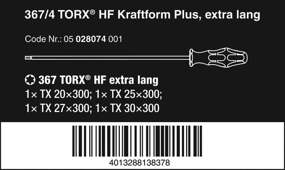 مجموعه پیچ گوشتی ورا 367/4 Torx Hf Kraftform Plus، 05028074001، 4 عددی، یک سایز مجموعه پیچ گوشتی ورا 367/4 Torx Hf Kraftform Plus، 05028074001، 4 عددی، یک سایز