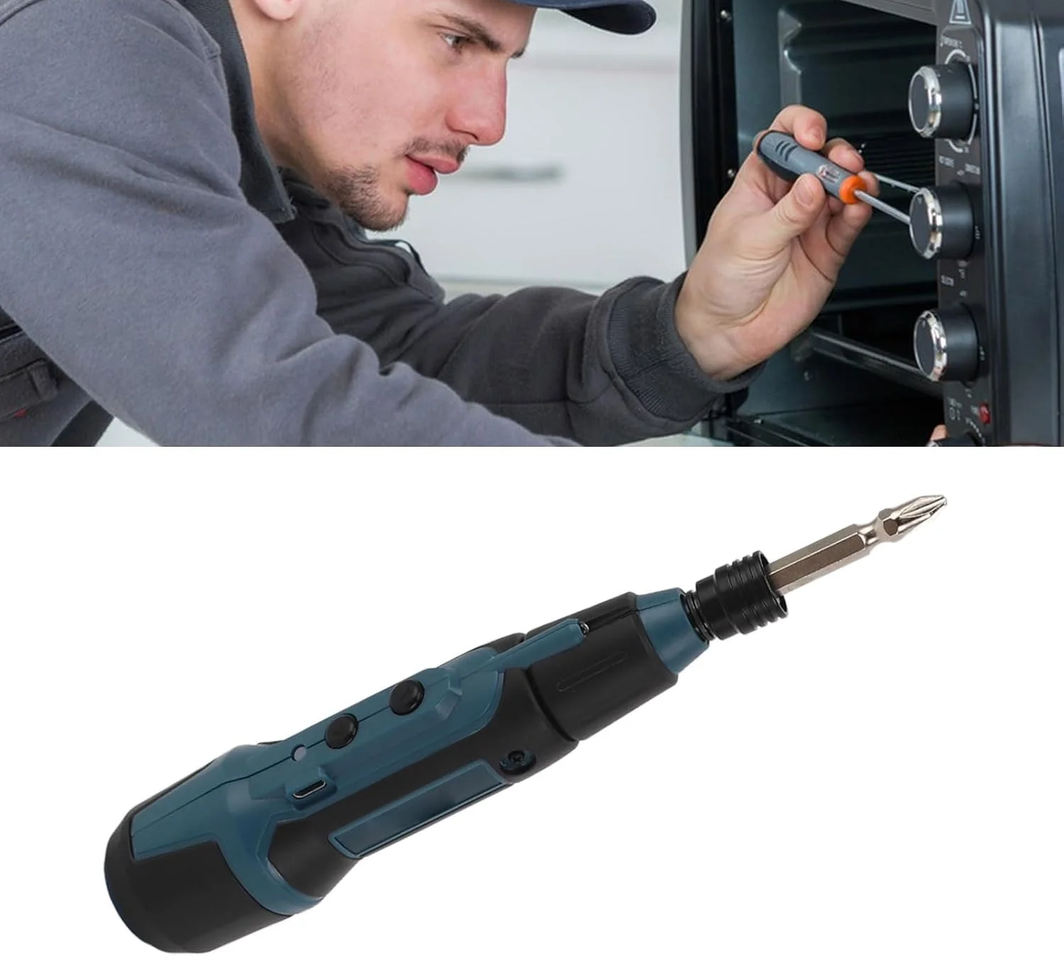 پیچ گوشتی برقی BusoTh با چراغ قوه، پیچ گوشتی قابل حمل با باتری لیتیومی و مجموعه سری، کیت ابزار تعمیر خانگی اتوماتیک قابل حمل با چراغ های LED برای سناریوهای مختلف