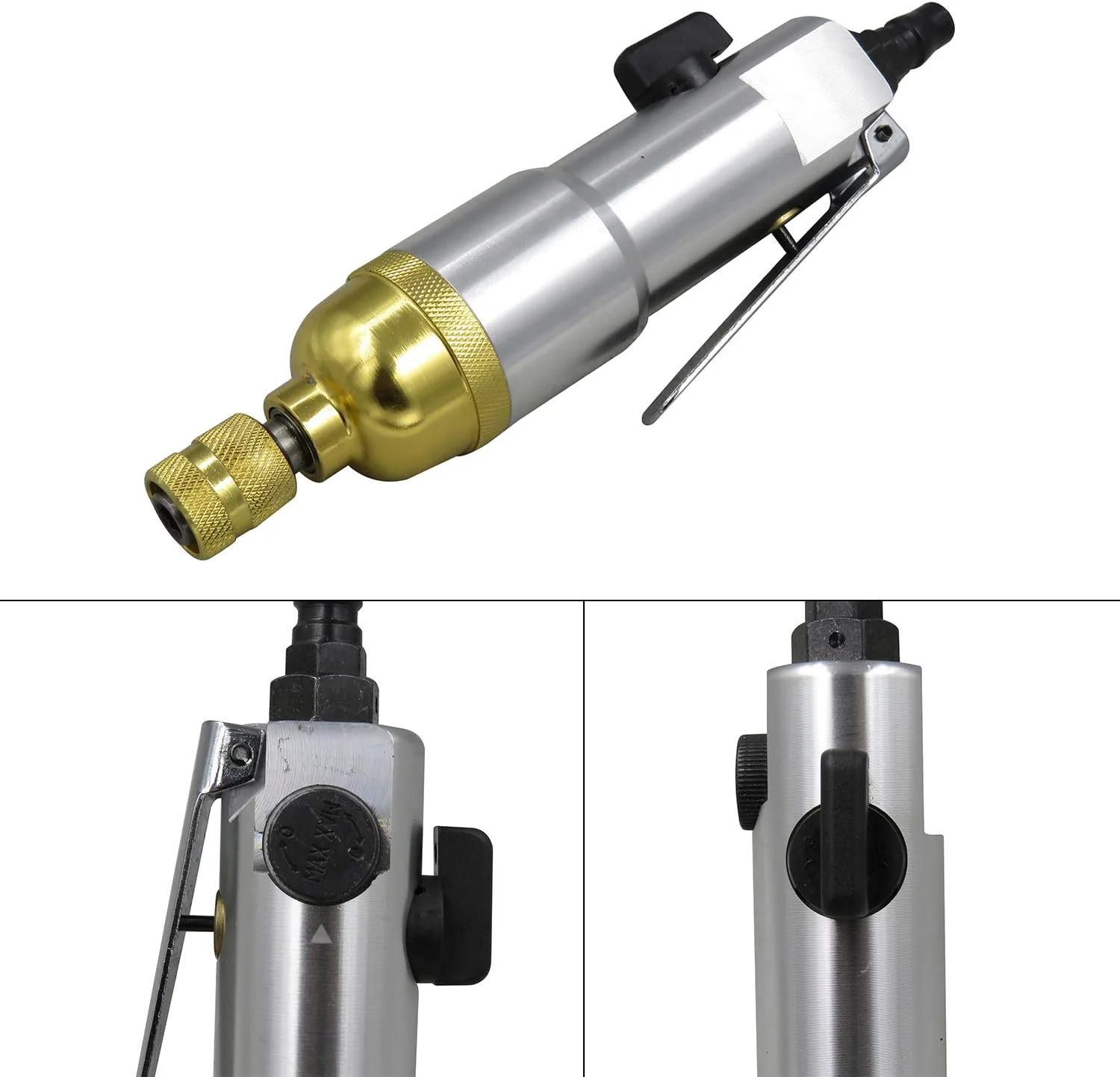 پیچ گوشتی بادی مستقیم دوسلف 1/4 اینچ صنعتی 9000 دور در دقیقه با قابلیت چرخش معکوس پیچ گوشتی بادی مستقیم دوسلف 1/4 اینچ صنعتی 9000 دور در دقیقه با قابلیت چرخش معکوس