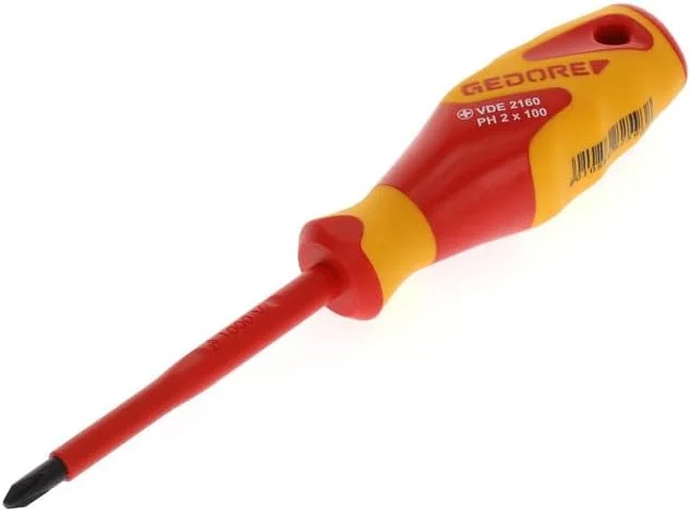 پیچ گوشتی VDE فیلیپس PH2 گدور، پیچ گوشتی عایق 1000 ولت، طول 210 میلی متر، ابزار، VDE 2160 PH 2، فولاد