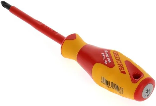 پیچ گوشتی VDE فیلیپس PH2 گدور، پیچ گوشتی عایق 1000 ولت، طول 210 میلی متر، ابزار، VDE 2160 PH 2، فولاد