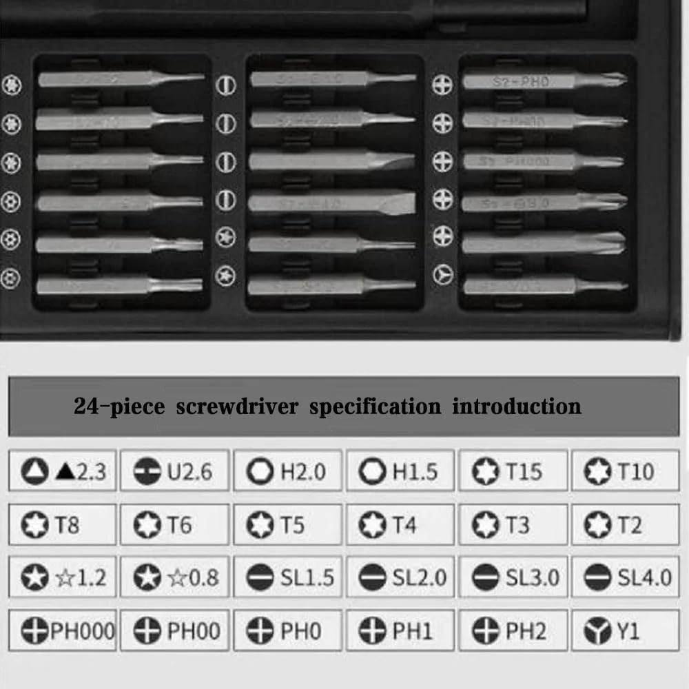 ست پیچ گوشتی کوچک 24 در 1، کیت ابزار تعمیرات مغناطیسی دقیق