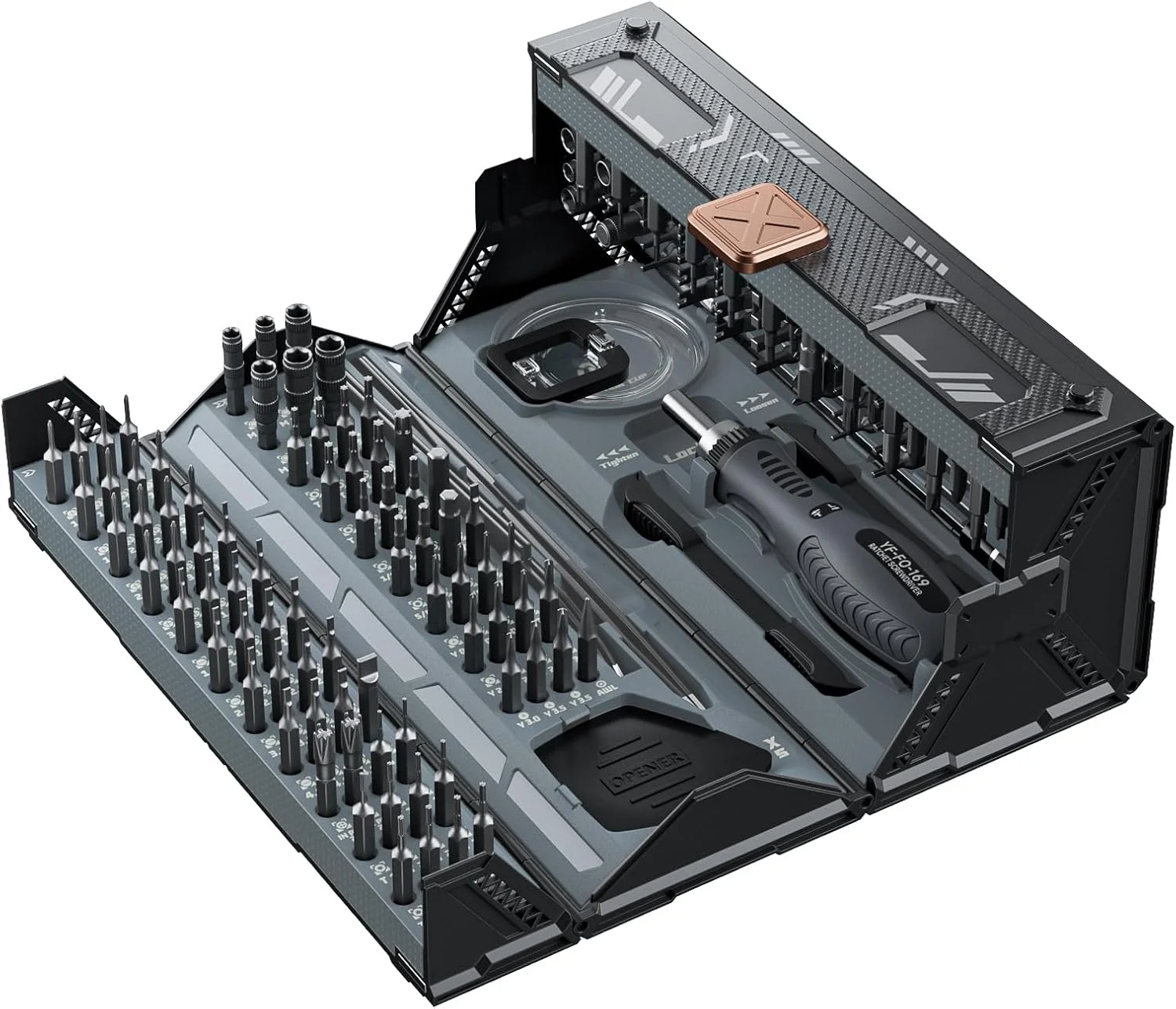 ست پیچ گوشتی جغجغه ای دقیق چند بیتی Jakemy، کیت پیچ گوشتی کامپیوتر 180 در 1، ست ابزار تعمیر پیچ گوشتی دقیق برای لپ تاپ، آیفون، مک بوک، PS5، ایکس باکس، RC، ساعت، جواهرات، عینک، اسباب بازی