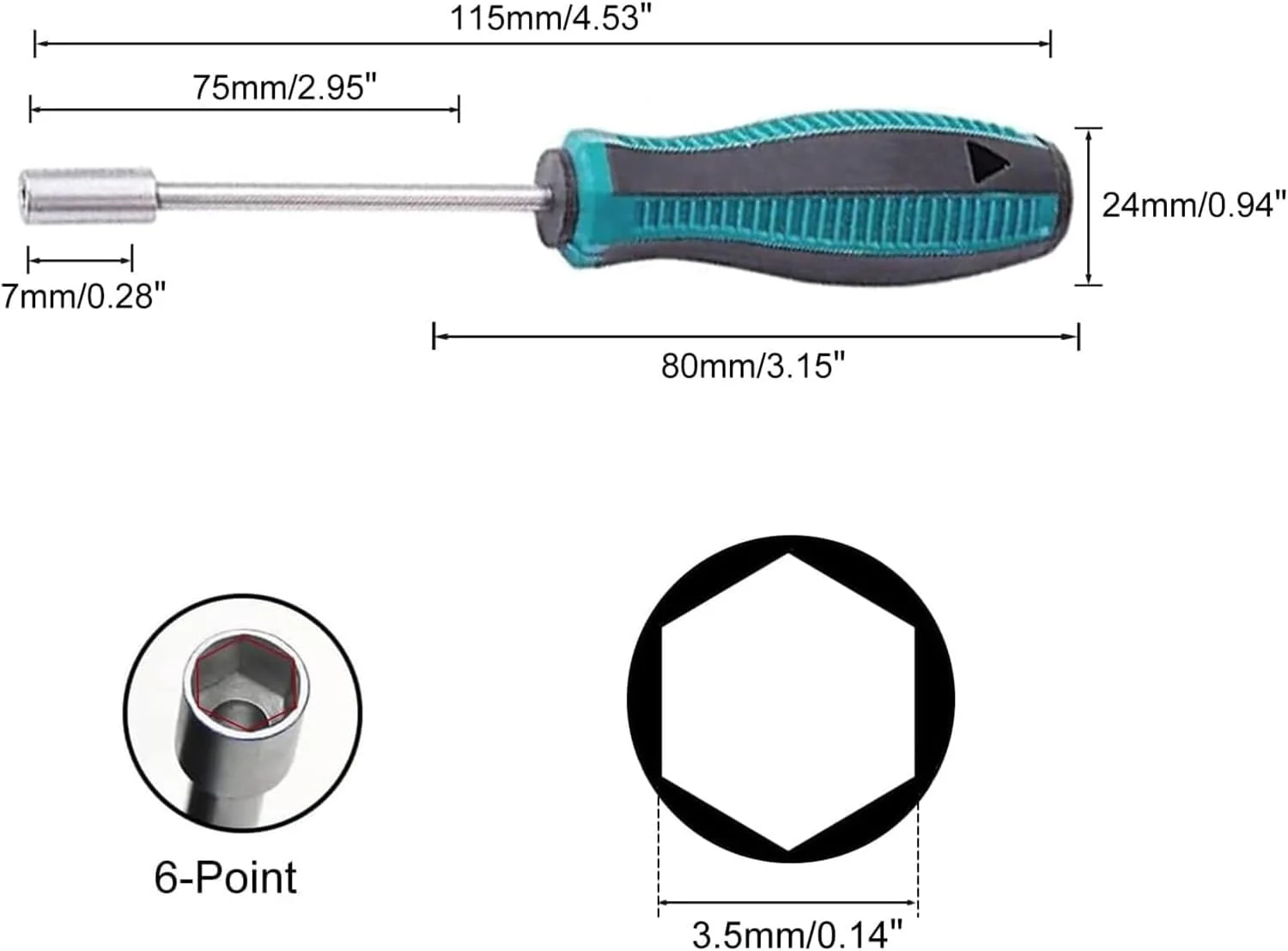 آونیوایگ آچار بکس 3.5 میلی متری، آچار مهره شش گوش، پیچ گوشتی، ابزار دستی با شفت گرد 75 میلی متری، 1 عدد آونیوایگ آچار بکس 3.5 میلی متری، آچار مهره شش گوش، پیچ گوشتی، ابزار دستی با شفت گرد 75 میلی متری، 1 عدد