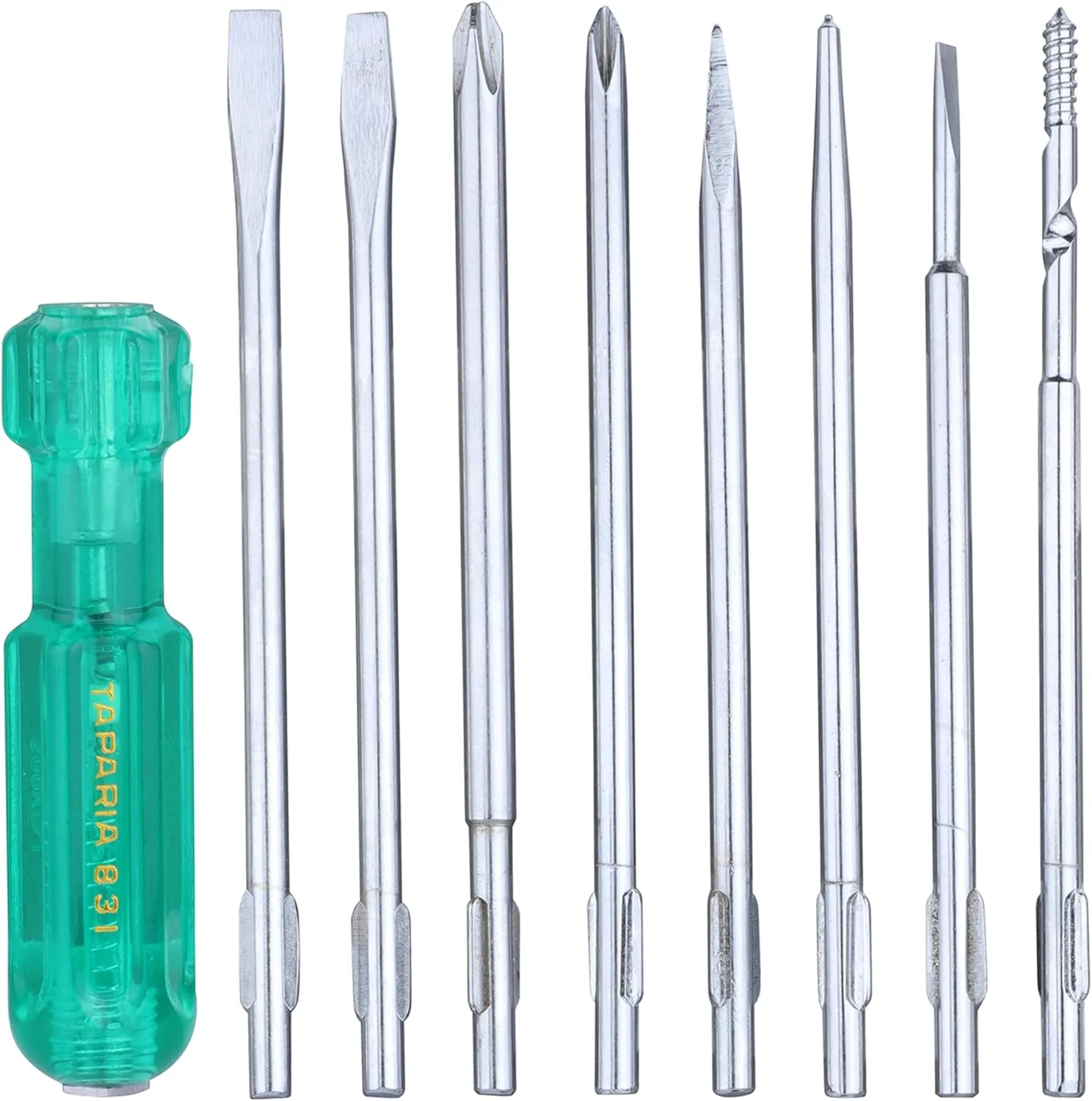 مجموعه پیچ گوشتی 8 عددی تاپاریا مدل 831 به همراه لامپ نئون نقره ای