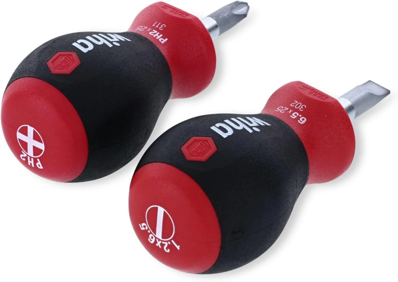 مجموعه پیچ گوشتی دوسو و چهارسو کوتاه Wiha 31191 با دسته SoftFinish