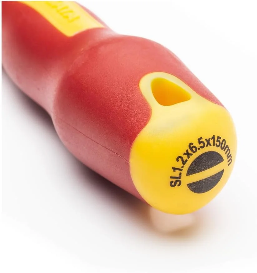 پیچ گوشتی دوسو عایق VDE ساتا با سر 6.5 میلی‌متری و دسته VDE و تیغه فولادی S2 - مدل ST61325SC، سایز 6.5x150 میلی‌متر