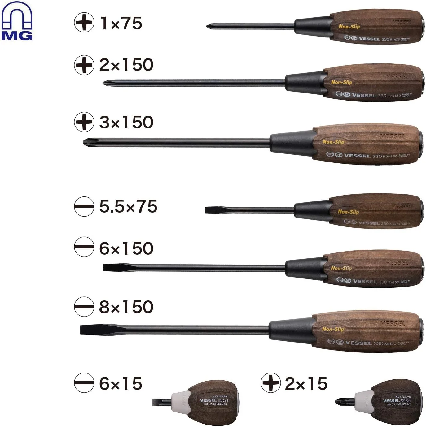 مجموعه پیچ گوشتی 8 عددی وِسِل مدل 3308EVA با دسته چوبی کامپو و ضد لغزش مجموعه پیچ گوشتی 8 عددی وِسِل مدل 3308EVA با دسته چوبی کامپو و ضد لغزش