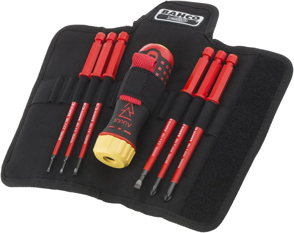 مجموعه پیچ گوشتی جغجغه ای عایق VDE با نوک های قابل تعویض باهکو 808061، 6 عددی (تخت و چهارسو) مجموعه پیچ گوشتی جغجغه ای عایق VDE با نوک های قابل تعویض باهکو 808061، 6 عددی (تخت و چهارسو)