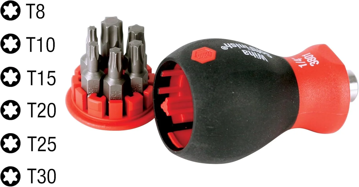 دسته پیچ گوشتی کوتاه ویا 38045 با سری های شش در یک، ستاره ای