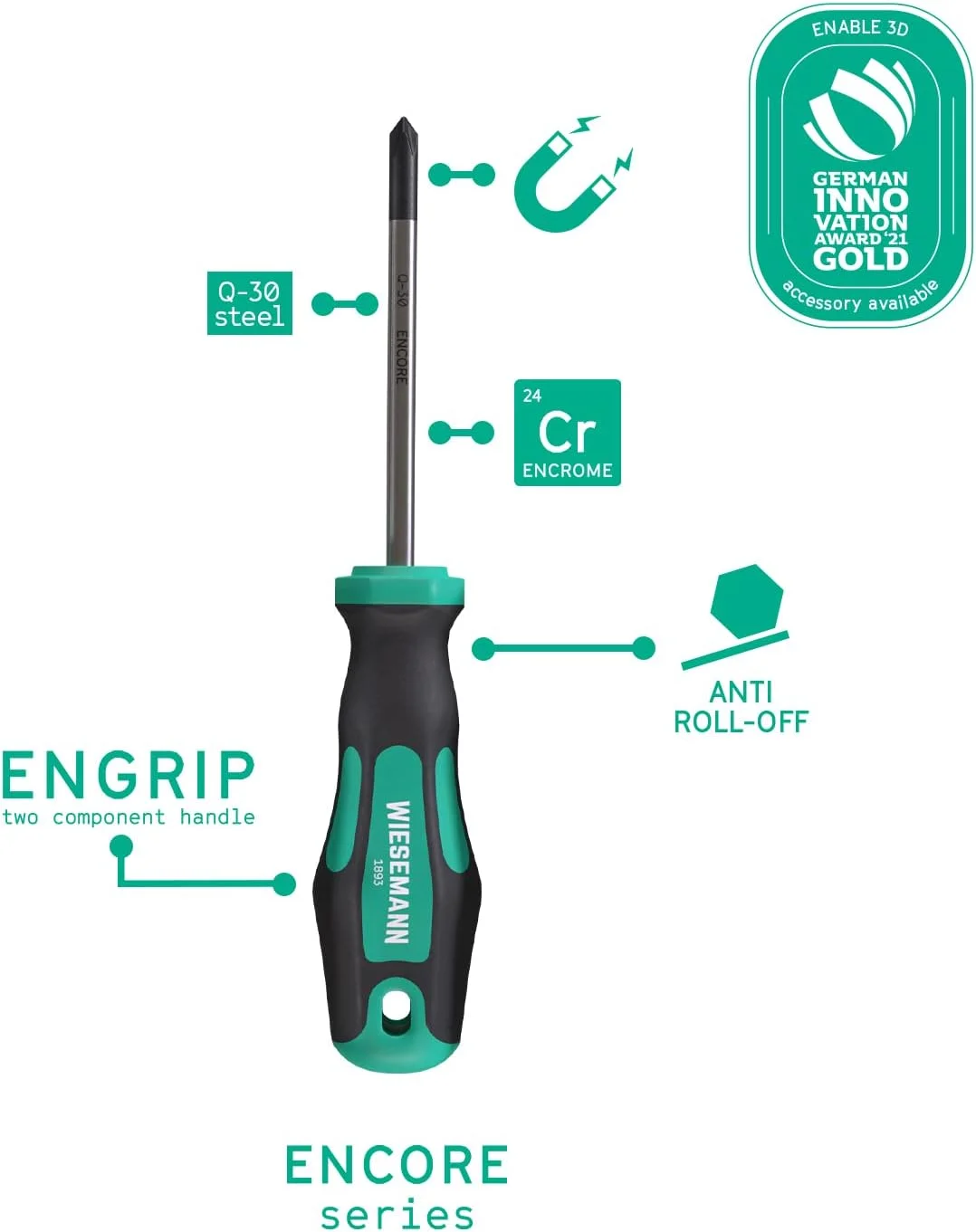 ست پیچ گوشتی 18 عددی WIESEMANN 1893، بلند، کوتاه، مکانیکی، دقیق، کروم، با نگهدارنده، PH، TX با نوک مغناطیسی، 81154