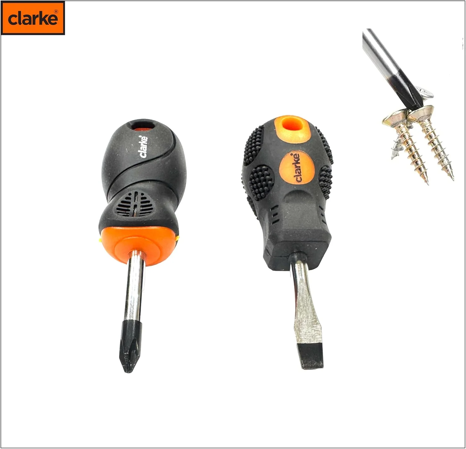 مجموعه دو عددی پیچ گوشتی تخت و چهارسو 38 میلی متری (سایز کوتاه) - Clarke