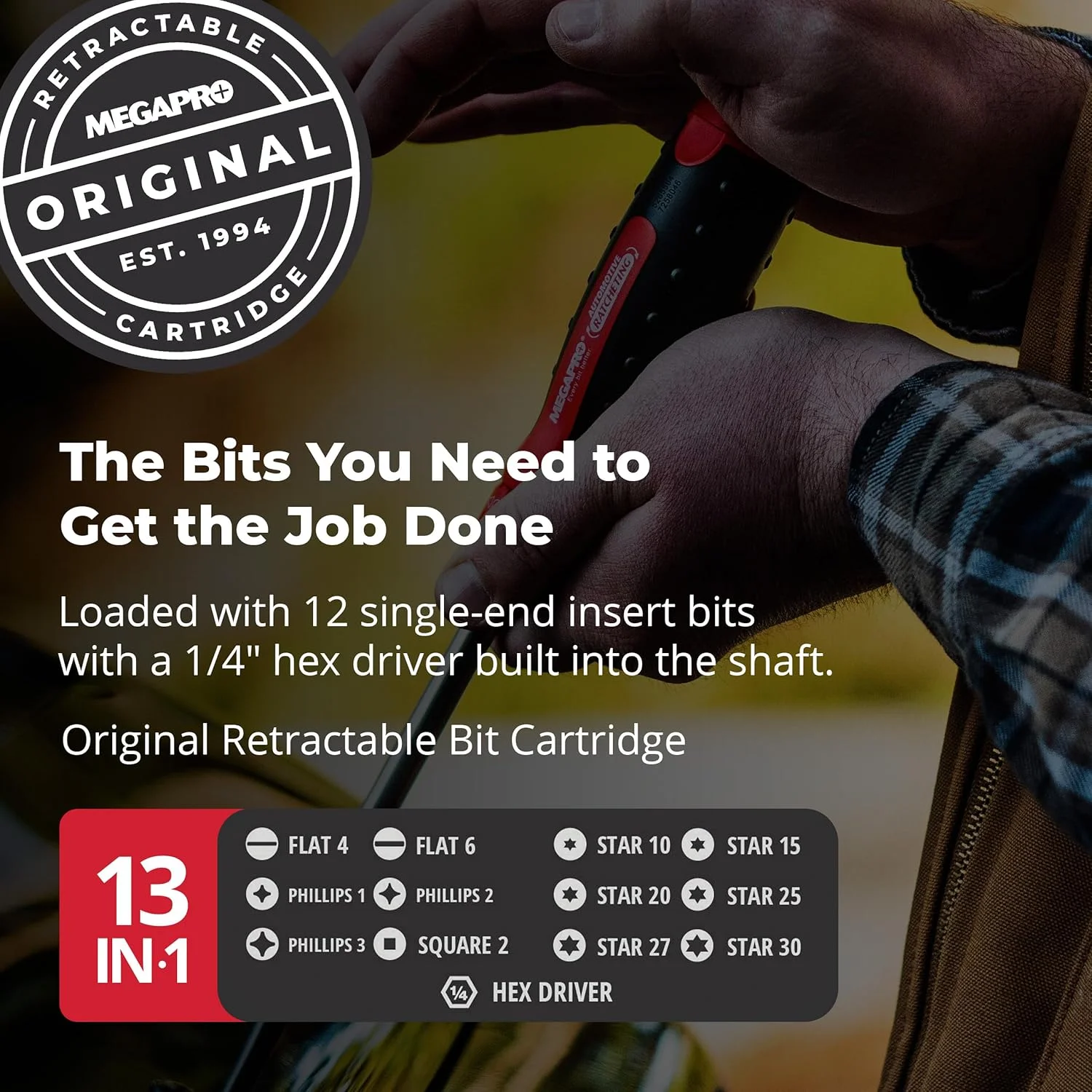 مجموعه سری پیچ گوشتی جغجغه ای 13 در 1 MegaPro 211R1C36RD با رنگ قرمز