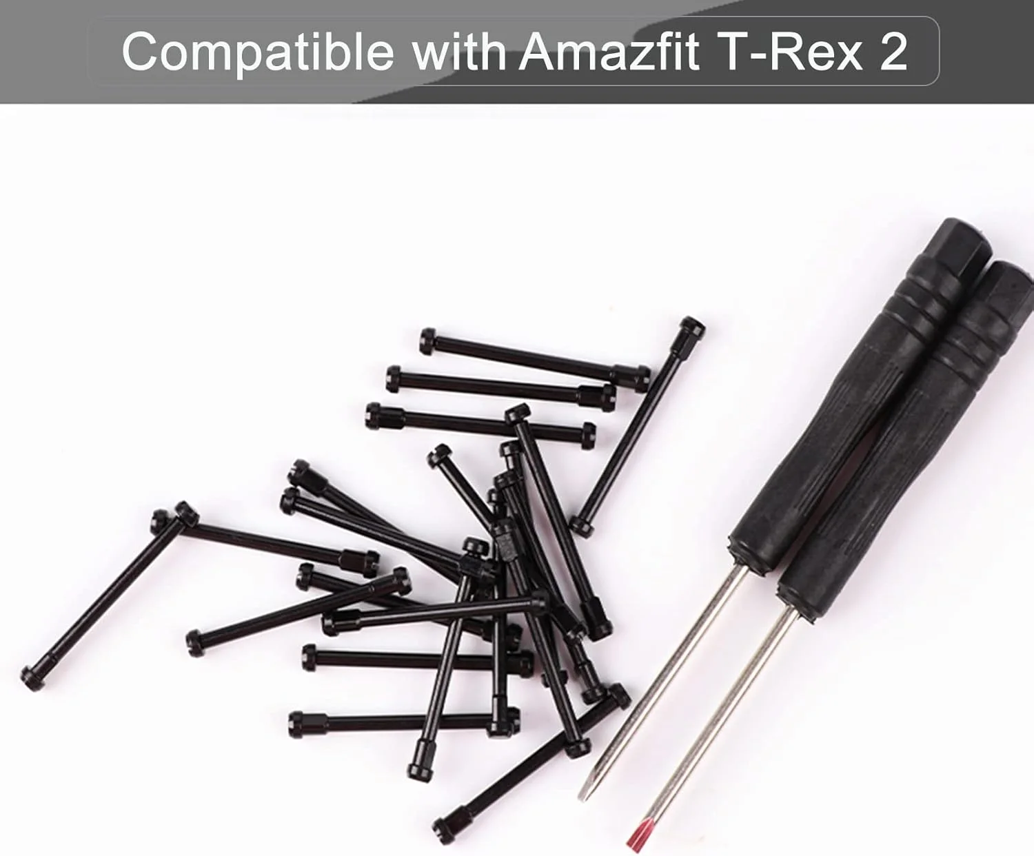 میله پیچی سازگار با Amazfit T-Rex 2 / T-Rex 2 Pro، پیچ های جایگزین میله اتصال فولاد ضد زنگ 2 عددی با ابزار حذف پیچ گوشتی 2 عددی برای لوازم جانبی Amazfit T Rex 2 (مشکی) میله پیچی سازگار با Amazfit T-Rex 2 / T-Rex 2 Pro، پیچ های جایگزین میله اتصال فولاد ضد زنگ 2 عددی با ابزار حذف پیچ گوشتی 2 عددی برای لوازم جانبی Amazfit T Rex 2 (مشکی)
