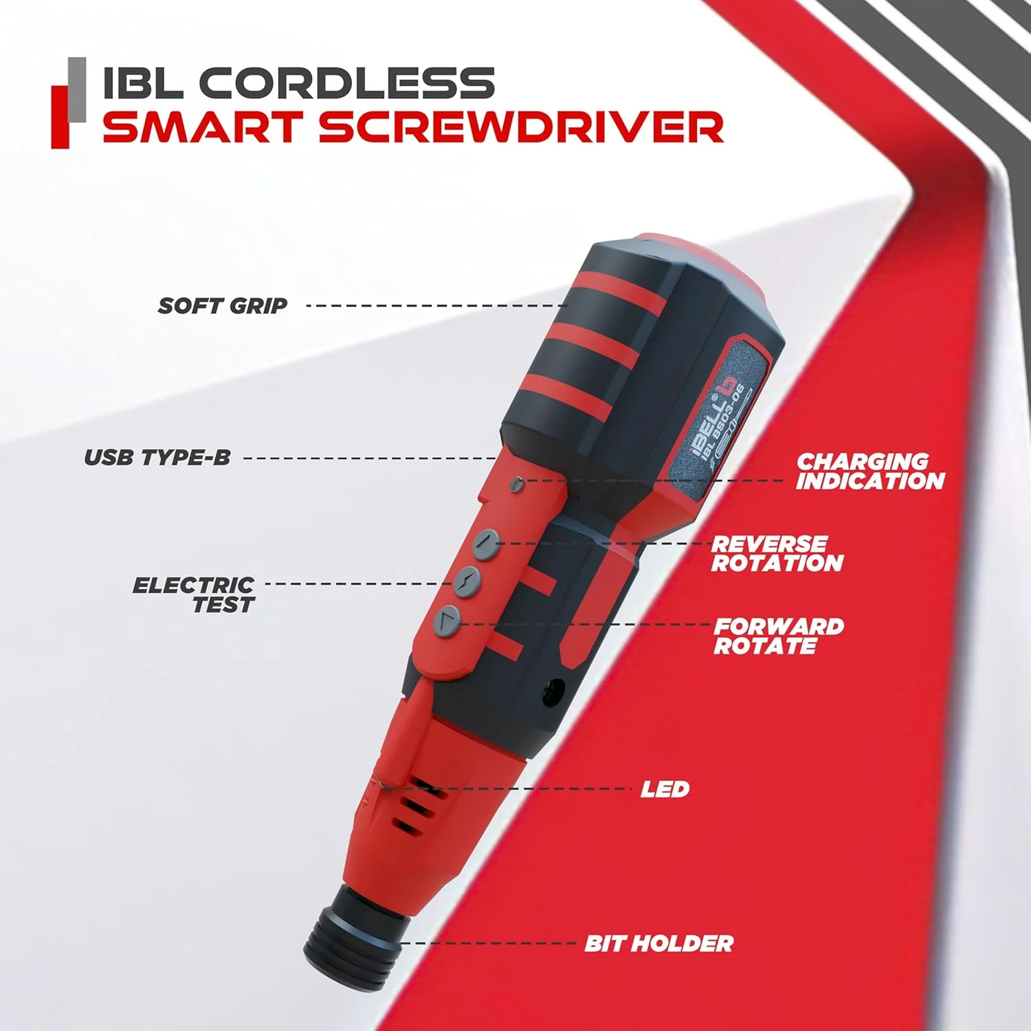 پیچ گوشتی برقی 6.35 میلی متری iBELL BS03-06 و تستر غیر تماسی برای منزل، با باتری لیتیوم یونی 3.6 ولت و درگاه شارژ USB Type-C، چراغ کار LED و 10 سری پیچ گوشتی پیچ گوشتی برقی 6.35 میلی متری iBELL BS03-06 و تستر غیر تماسی برای منزل، با باتری لیتیوم یونی 3.6 ولت و درگاه شارژ USB Type-C، چراغ کار LED و 10 سری پیچ گوشتی