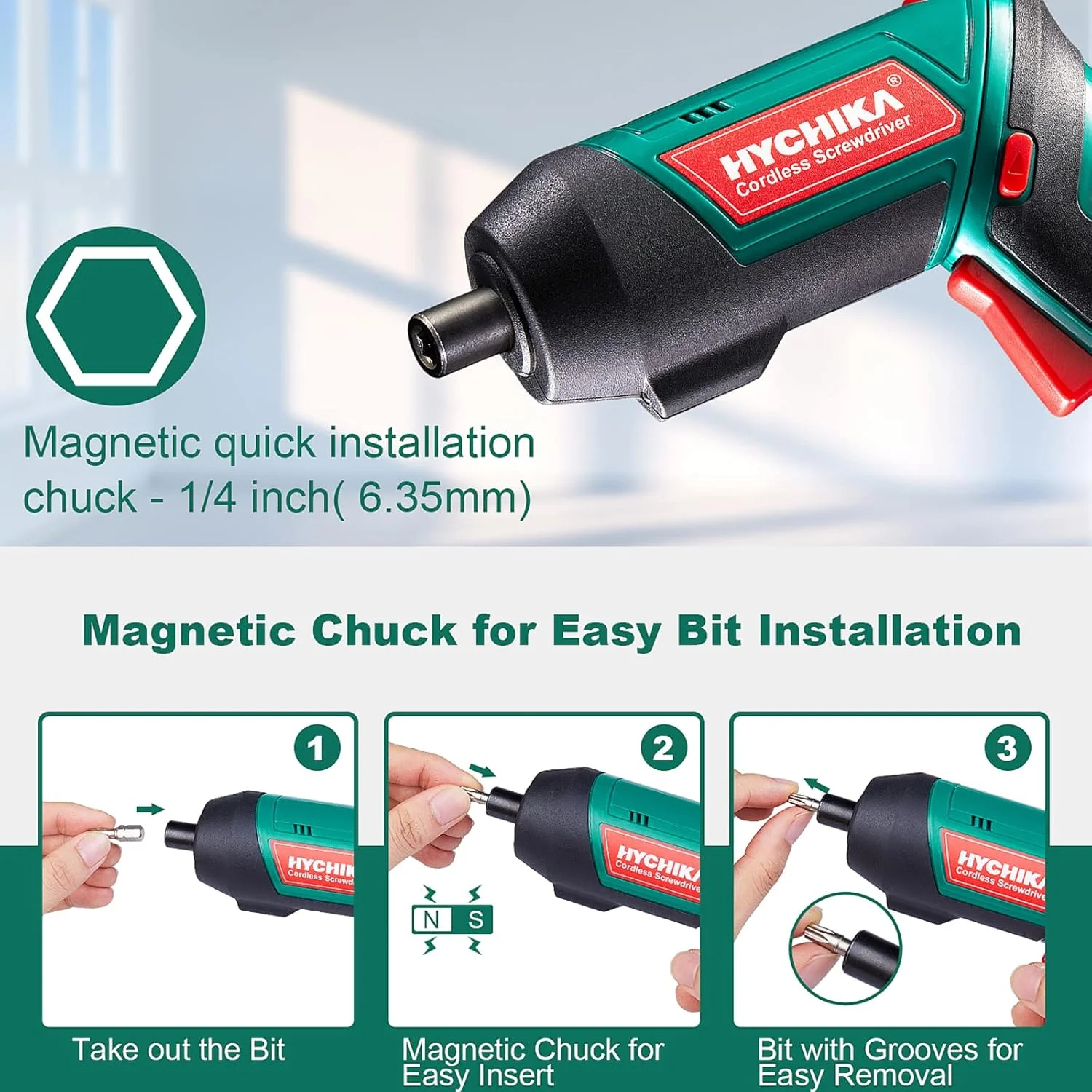 پیچ گوشتی برقی هایچیکا، 6 نیوتن متر و 2000 میلی آمپر ساعت 3.6 ولت پیچ گوشتی شارژی با 20 لوازم جانبی، چراغ کار، کابل شارژ و سه نظام مغناطیسی