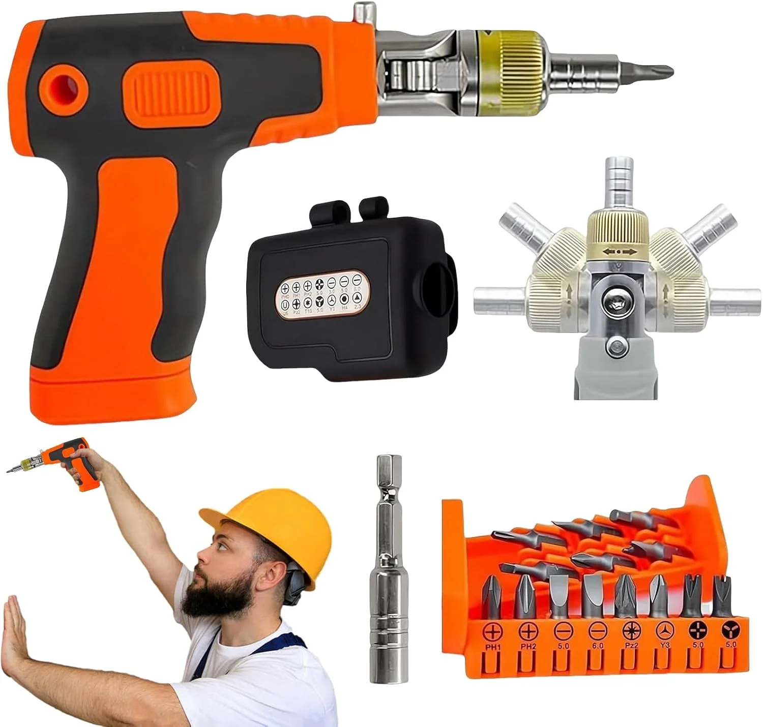 پیچ گوشتی جغجغه ای - پیچ گوشتی برقی 16 در 1 - کیت ابزار تعمیر ارگونومیک برای متخصصان، شامل 14 سری در اندازه های مختلف