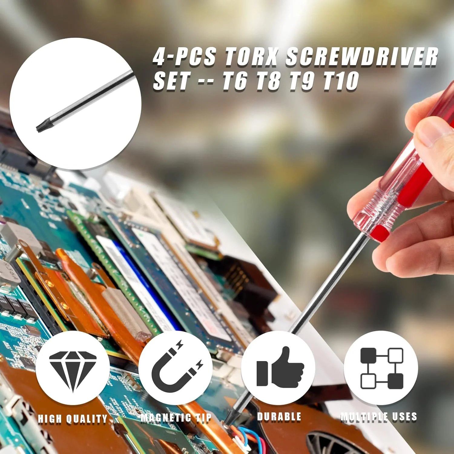 مجموعه پیچ گوشتی ستاره ای T6 T7 T8 T9 T10 با شفت فولادی 3 اینچی برای تعمیر یا نگهداری اسباب بازی ها، لوازم کوچک و محصولات الکترونیکی، 5 عددی مجموعه پیچ گوشتی ستاره ای T6 T7 T8 T9 T10 با شفت فولادی 3 اینچی برای تعمیر یا نگهداری اسباب بازی ها، لوازم کوچک و محصولات الکترونیکی، 5 عددی