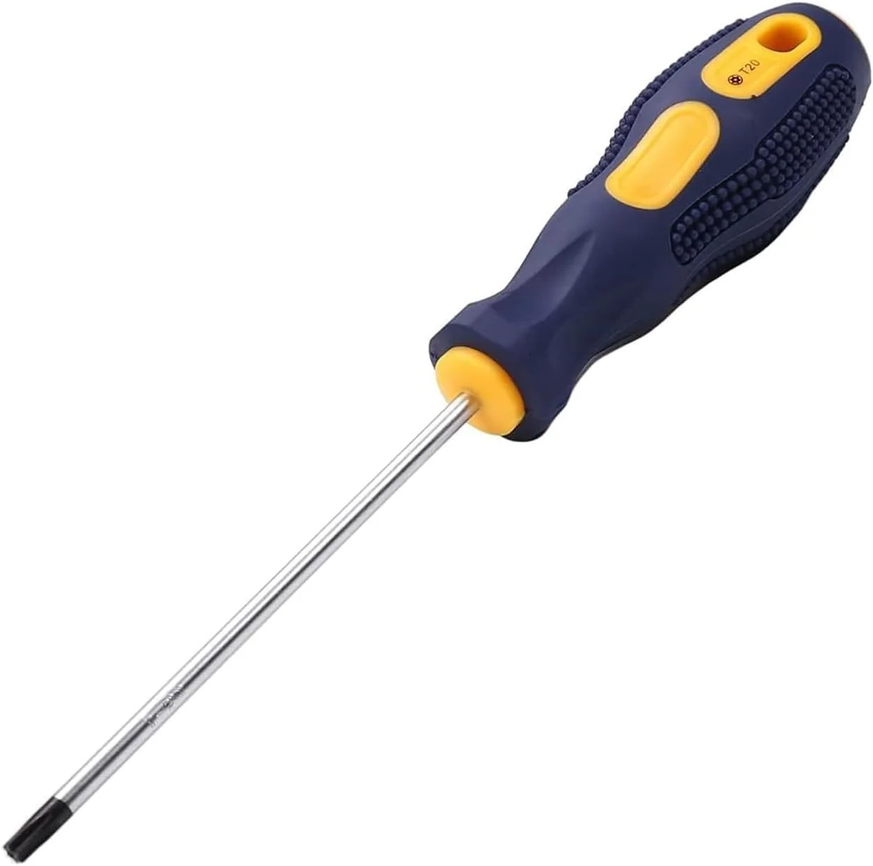 پیچ گوشتی ستاره ای آهنربایی Hegebeck T20، شفت گرد فولاد کروم وانادیوم T20 با دسته آبی ضد لغزش (1 عدد)